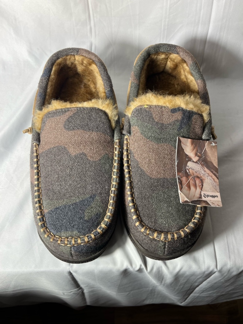 Zigzagger Men's  Camouflage Moccasin Slippers Memory Foam House Shoes Size 10.5